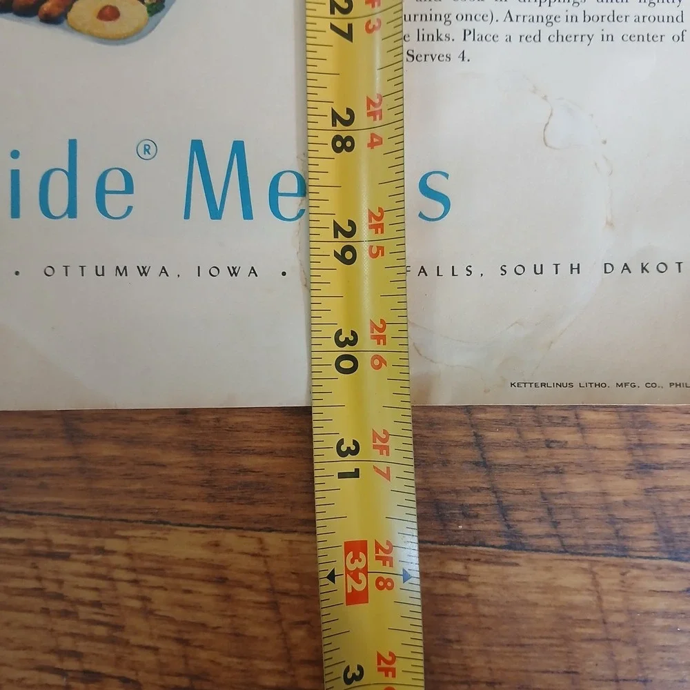 Vtg 1955 Birds Of Our Land Advertising Calendar Morrell Pride Meats Recipe READ